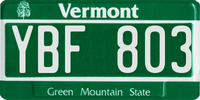 VT license plate YBF803