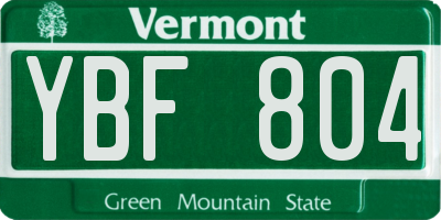 VT license plate YBF804