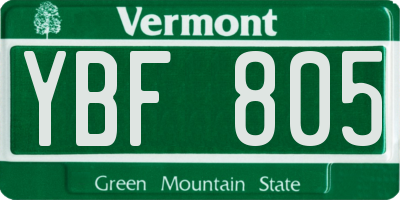 VT license plate YBF805