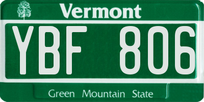 VT license plate YBF806