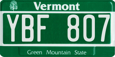 VT license plate YBF807