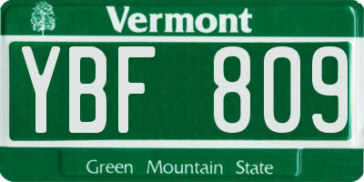 VT license plate YBF809