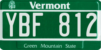 VT license plate YBF812