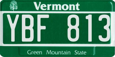 VT license plate YBF813