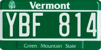 VT license plate YBF814