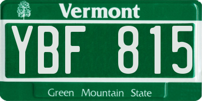 VT license plate YBF815