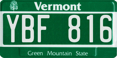 VT license plate YBF816