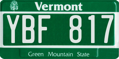 VT license plate YBF817