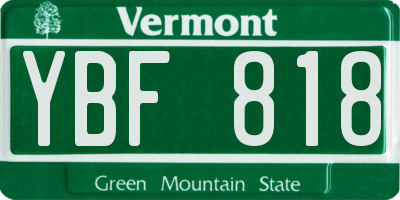 VT license plate YBF818