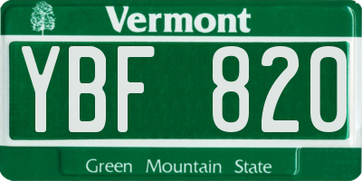 VT license plate YBF820