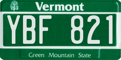 VT license plate YBF821