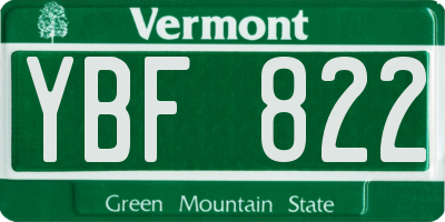 VT license plate YBF822