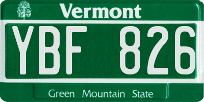 VT license plate YBF826