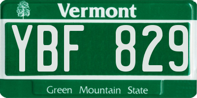VT license plate YBF829