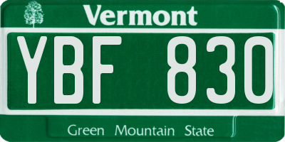VT license plate YBF830