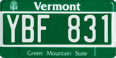 VT license plate YBF831
