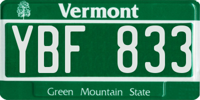 VT license plate YBF833