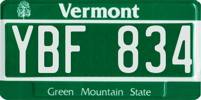 VT license plate YBF834