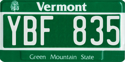 VT license plate YBF835