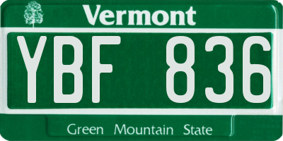 VT license plate YBF836