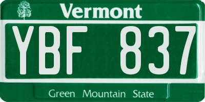 VT license plate YBF837