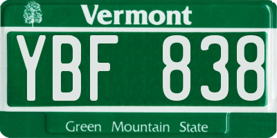 VT license plate YBF838