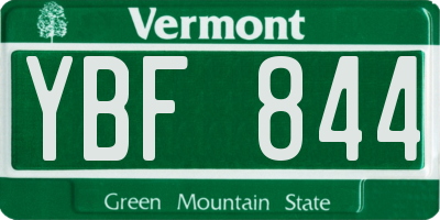 VT license plate YBF844