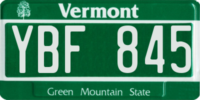 VT license plate YBF845
