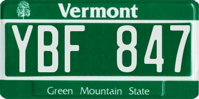 VT license plate YBF847