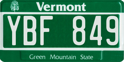 VT license plate YBF849