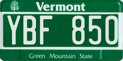 VT license plate YBF850