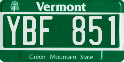 VT license plate YBF851