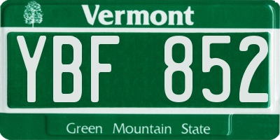 VT license plate YBF852