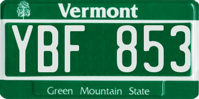 VT license plate YBF853