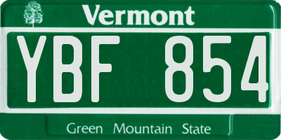 VT license plate YBF854