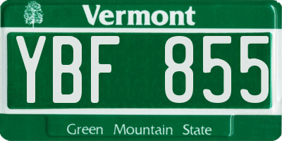 VT license plate YBF855