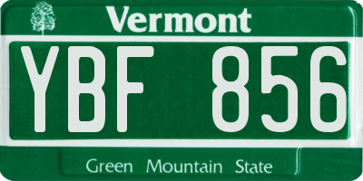 VT license plate YBF856