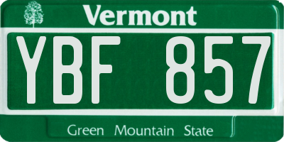 VT license plate YBF857