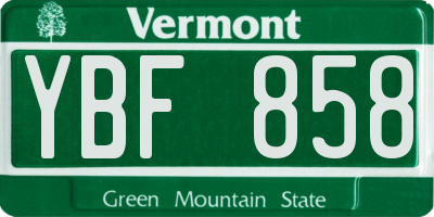 VT license plate YBF858