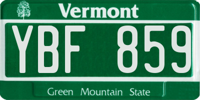 VT license plate YBF859
