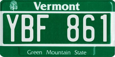 VT license plate YBF861
