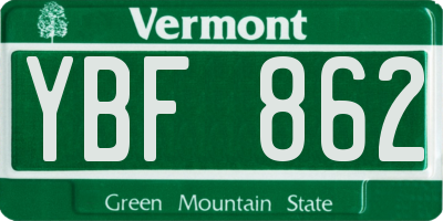 VT license plate YBF862