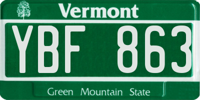 VT license plate YBF863