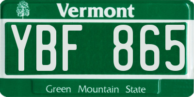 VT license plate YBF865