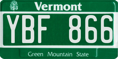 VT license plate YBF866