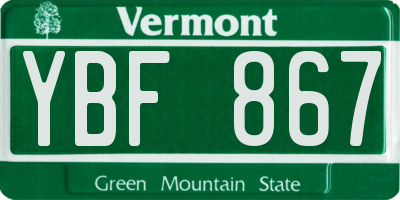 VT license plate YBF867