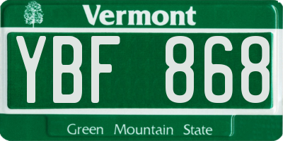 VT license plate YBF868