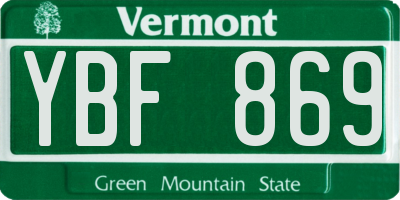 VT license plate YBF869