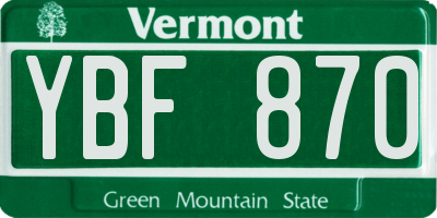 VT license plate YBF870