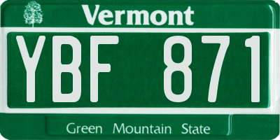 VT license plate YBF871